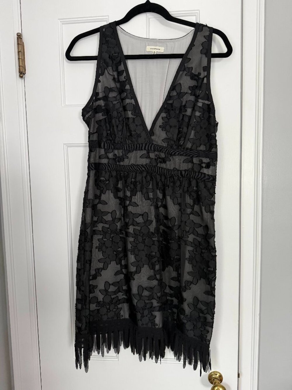 Max Studio Black Floral Lace Sheer Cocktail Dress Size 6